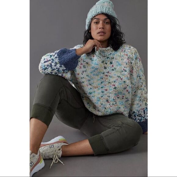 NEW Anthropologie Confetti Polka Dot Gaia Mock Neck Sweater Medium Petite - Picture 7 of 7